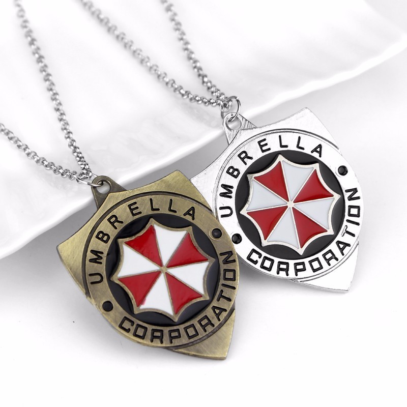 Biohazard RPD STARS Guitar Pick Necklace Umbrella Corporation Logo Metal Pendant Jewelry For Fans