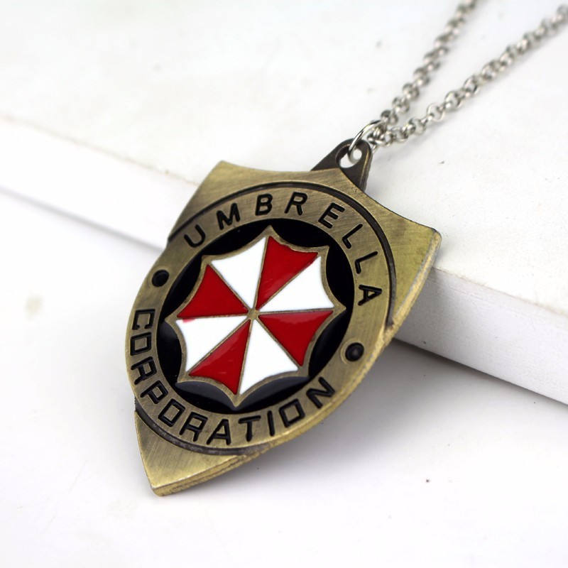 Biohazard RPD STARS Guitar Pick Necklace Umbrella Corporation Logo Metal Pendant Jewelry For Fans