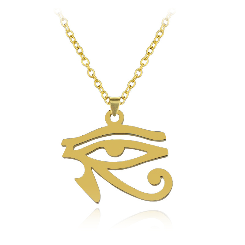 Egyptian Gods Power Eye Necklace Eye Of Horus 316L Stainless Steel Clavicle Chain Necklace For Woman Sweater Chain