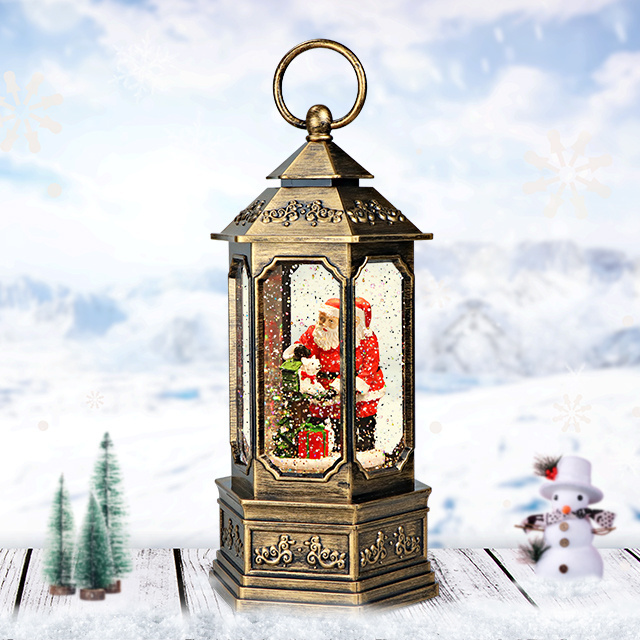 Plastic Battery Operated Wate rglobe snow Spinning Christmas water lantern  Ornaments