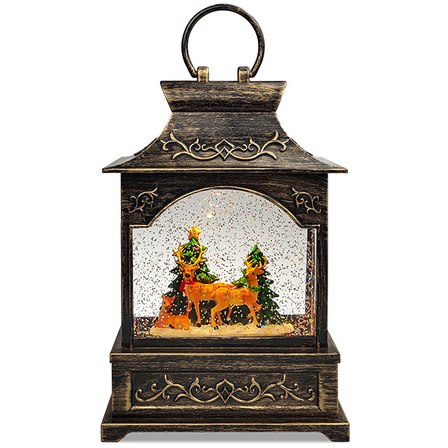 New Product Globe Christmas Home Decoration Gifts Water Glitter Flat Lantern