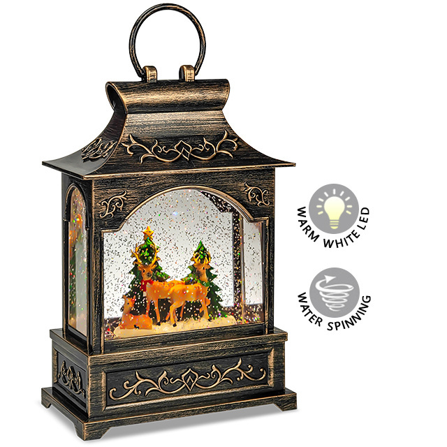 New Product Globe Christmas Home Decoration Gifts Water Glitter Flat Lantern