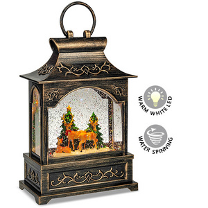 New Product Globe Christmas Home Decoration Gifts Water Glitter Flat Lantern