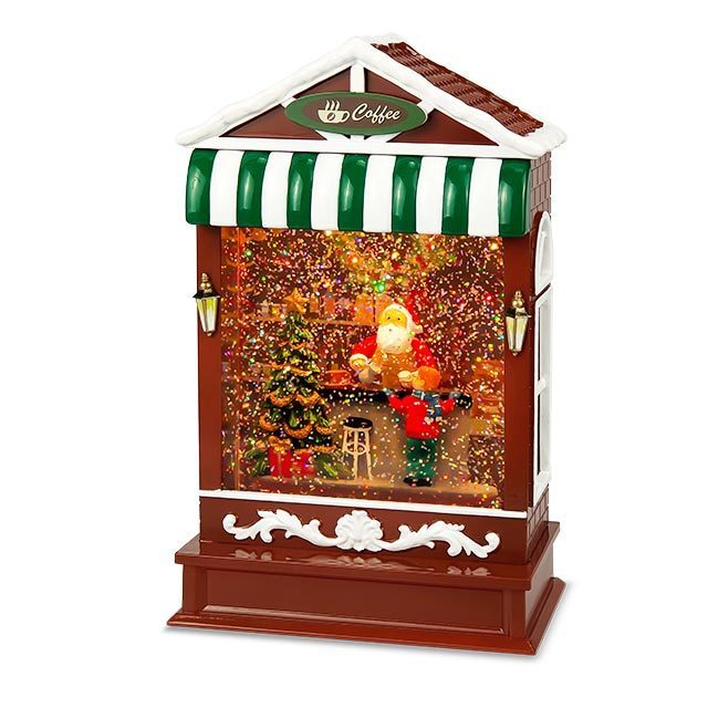 Popular Christmas Ornaments Led Coffee Shop House  Decoration Water Snow Globe Lantern