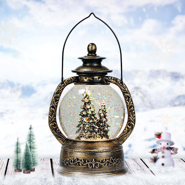 New Product Led Water Globe Christmas Swirling Lantern Glitter