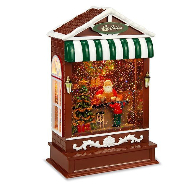 Popular Christmas Ornaments Led Coffee Shop House  Decoration Water Snow Globe Lantern