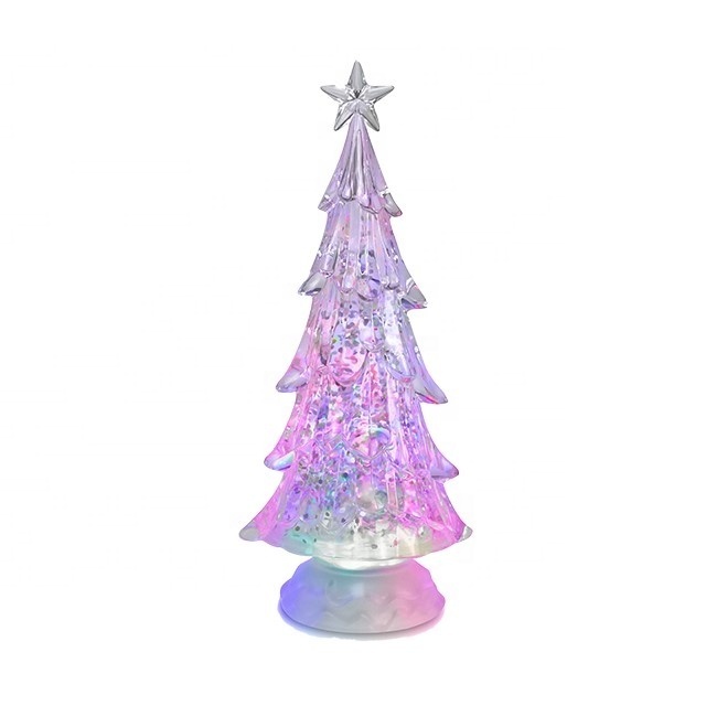 Led Lighted Water Glitter Battery Operated Gifts Cheap Plastic Snow Globe Custom Clear Acrylic Christmas Tree