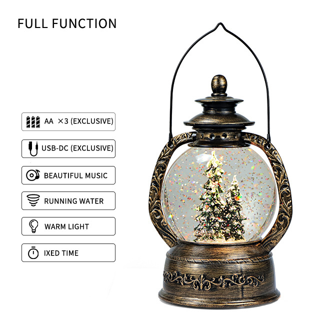 New Product Led Water Globe Christmas Swirling Lantern Glitter