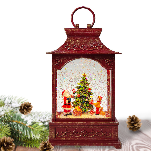 Factory Direct Sale Glittering Swirling Snow Globe Water Lantern Tree Christmas