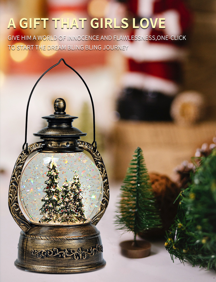 New Product Led Water Globe Christmas Swirling Lantern Glitter