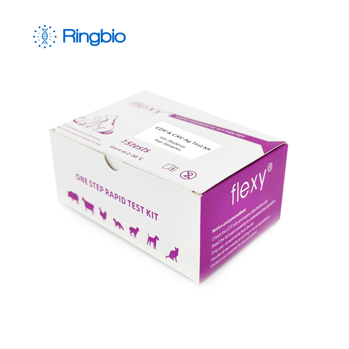 Ringbio Pet Canine Distemper CDV & Canine Adenovirus CVD 2in1 Rapid Test Kit for dog, canine