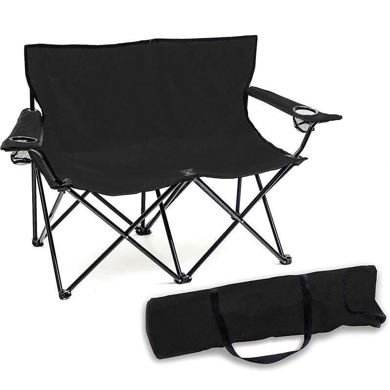 Ring Camp Outdoor Two Person Folding Portable Cotton Oxford Soft Double Seat Loveseat Camping Chair With Holder Cup