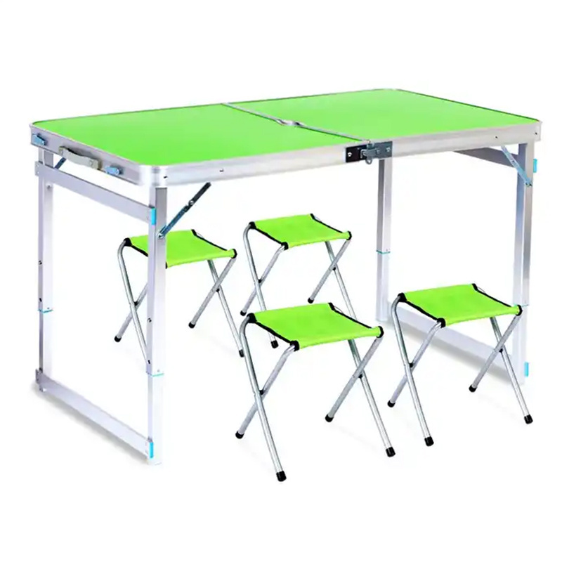 RING CAMP Camping Table and Chair Suitcase Portable Picnic foldable Fold Table with chairs Umbrella Hole 4-Person