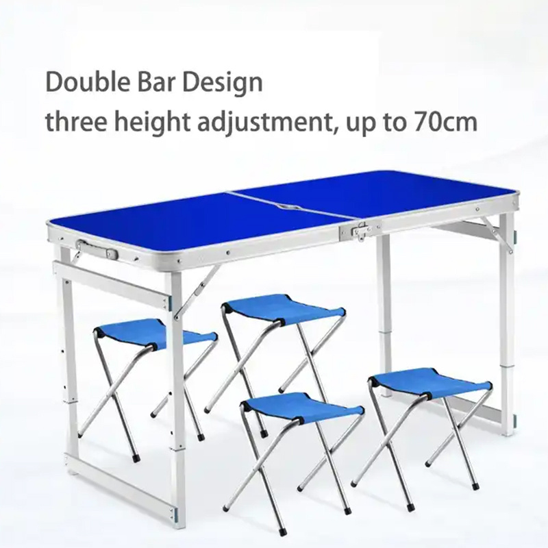 RING CAMP Camping Table and Chair Suitcase Portable Picnic foldable Fold Table with chairs Umbrella Hole 4-Person