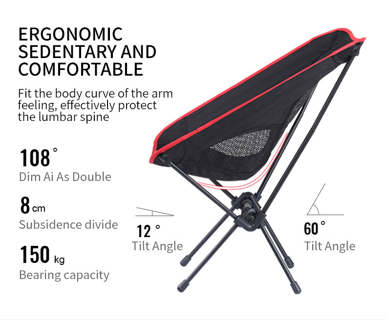 OEM mesh back compact maccabee lidl cliq folding adjustable moon camping outdoor chair parts with carry bag for camping hiking