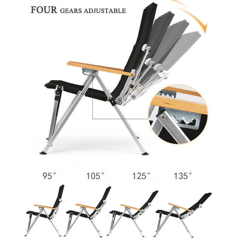 New Lightweight Aluminum Frame Relax Recliner OEM Folding Outdoor Adjustable Compact Camping Chair