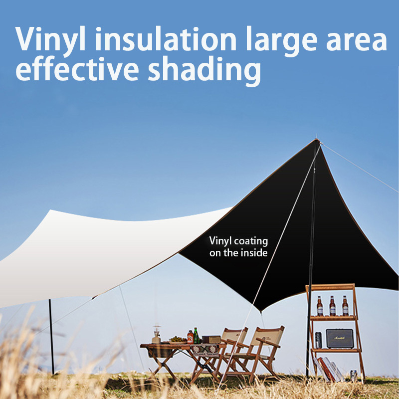 2 Poles Waterproof Anti-uv Lightweight Rain Fly Durable Compact Shelter Camping Sun Sunshade Canopy Coated Silver Tarp Tent