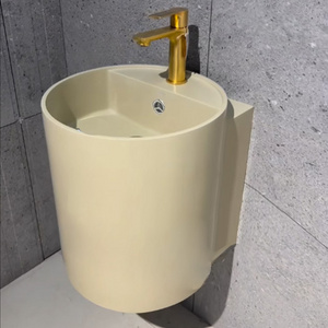 wall mounted sink for kitchen full pedestal basin salon furniture monobloc commode  luxury builid Material vasque Plugless Sink.