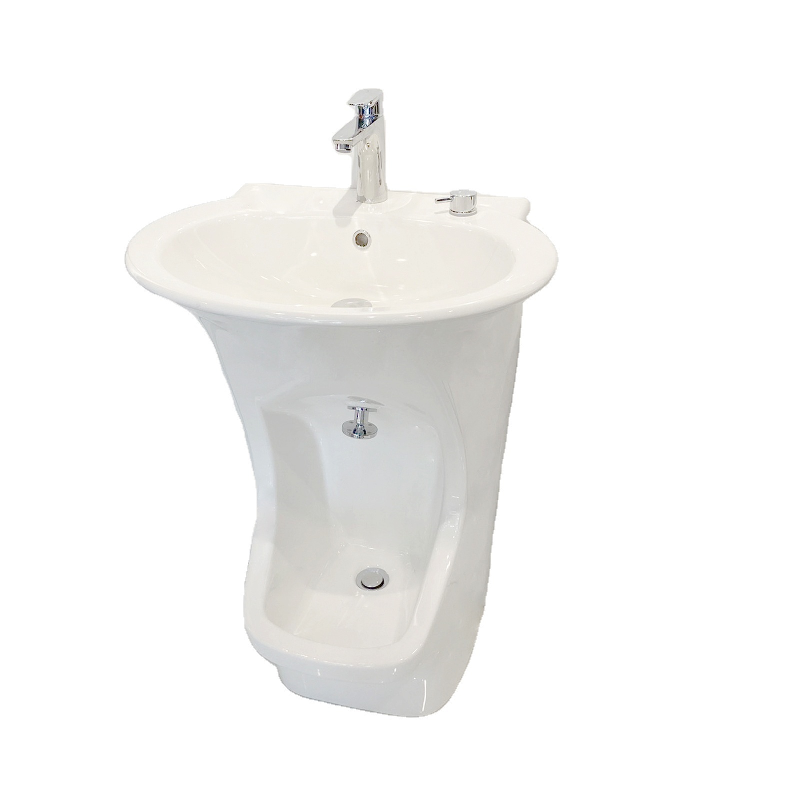 Factory special double deck ceramic lavabo floor mounted ceramic wash basin muslim wudu ablution washing sink wudu foot wash