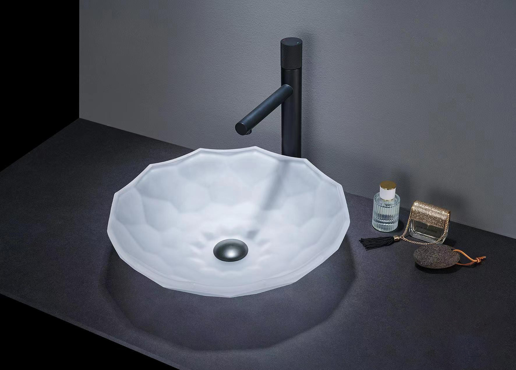 Unique art bathroom crystal lavatory countertop glass wash basin lavabo cristal washbasin wash hand glass sink crystal basin