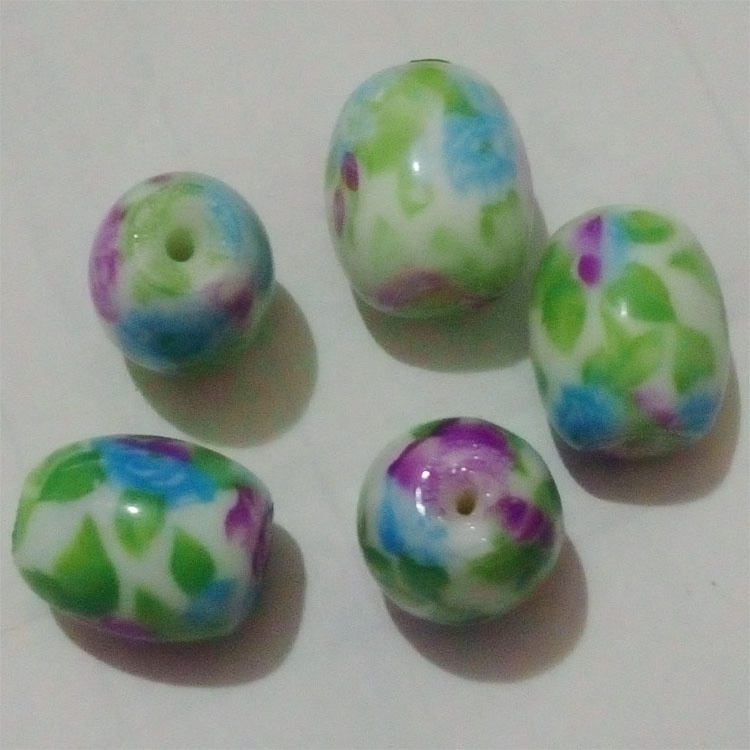 13*15mm Oval Crystal, Lampwork & Glass flower Loose Beads Hand painted glass beads for jewelry making kits