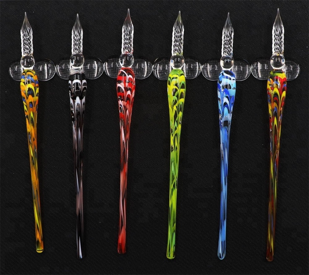 wholesale Fashionable Murano Feather Glass Dip Fountain Pen Calligraphy Ink Pen for Signature