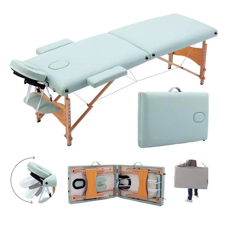 Hot sale good price 2 section wooden pink folding massage table