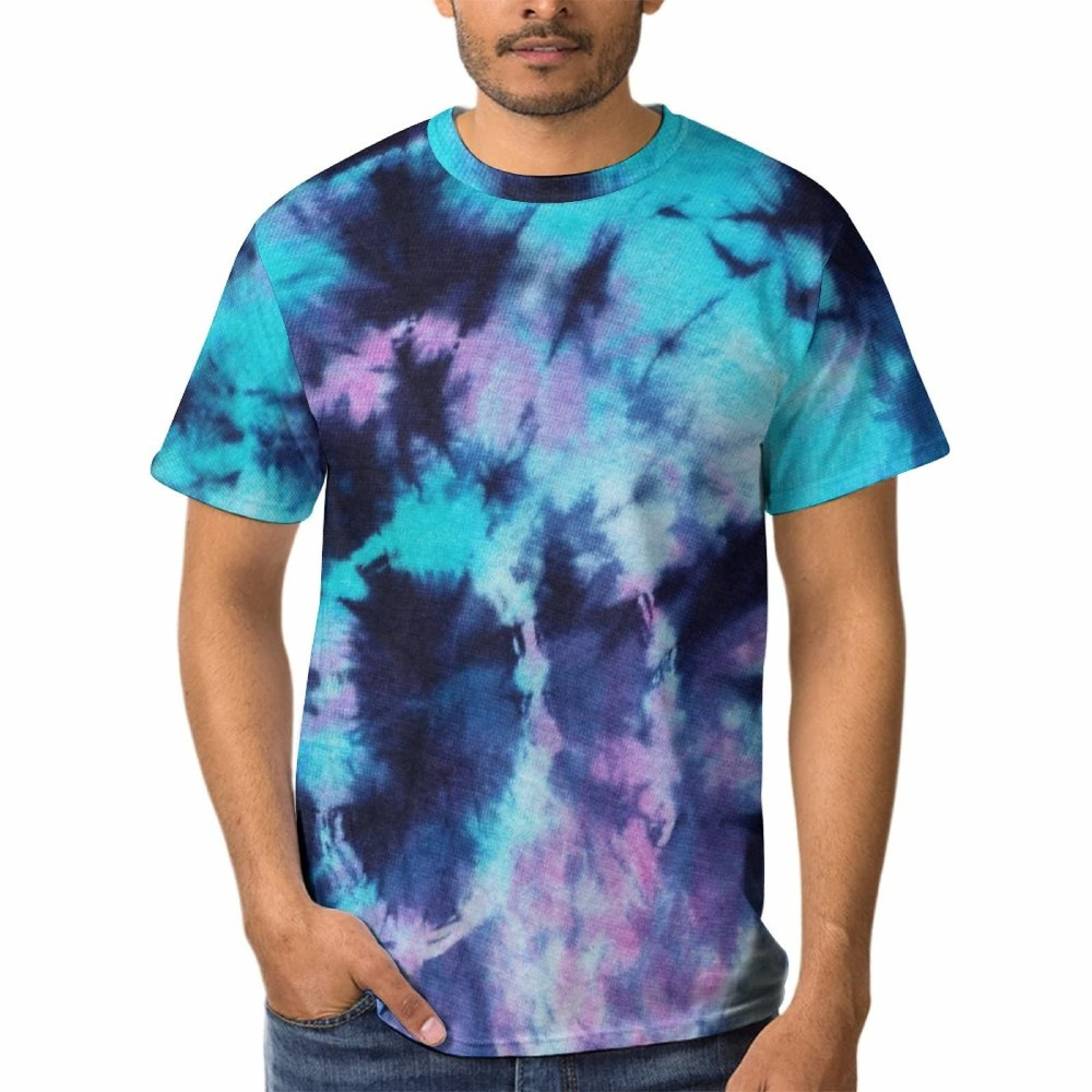 Blue Blank Vintage Washed Tie Dye T Shirts from Pakistan Jersey Short Sleeve Free 100% Cotton Silk Screen Printing Smart Casual