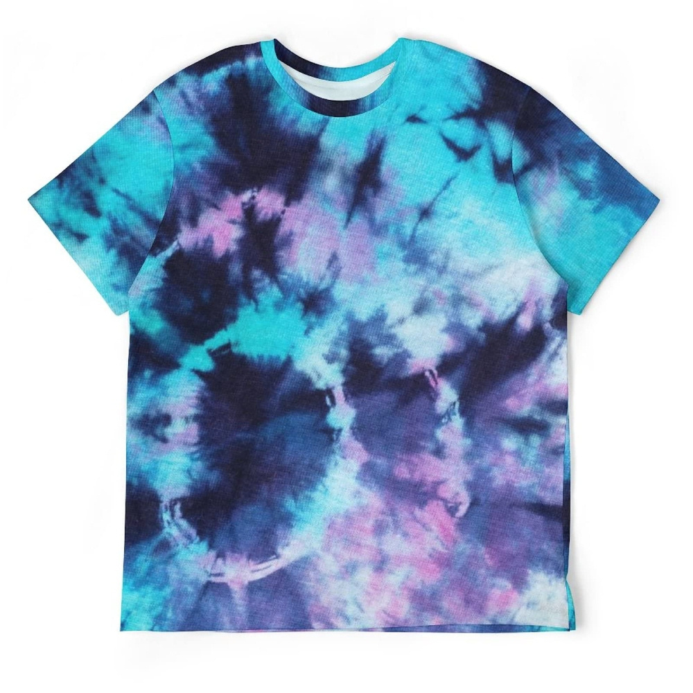 Blue Blank Vintage Washed Tie Dye T Shirts from Pakistan Jersey Short Sleeve Free 100% Cotton Silk Screen Printing Smart Casual