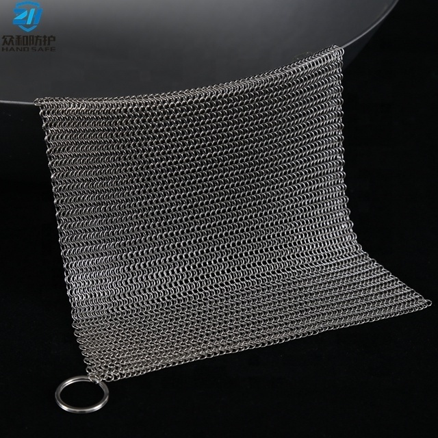 4 5 6 7 8 9 10 Inch Square Food Grade Cleaning Pot BBQ Stainless Steel Chainmail Scrubber /Kitchen Scourer