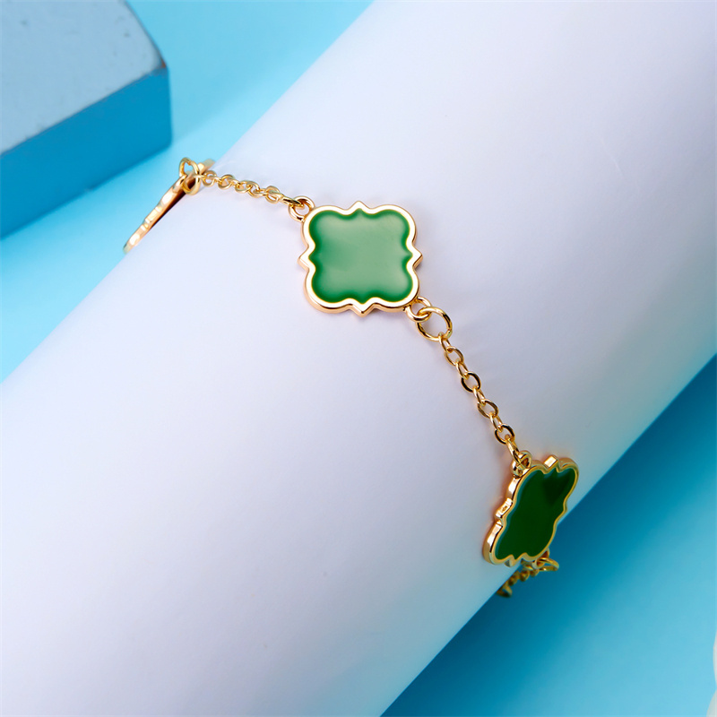 Rinhoo Green Bracelets Four-leaf Clover Classic Fashion Style Bracelet For Women Flower Fashion Bracelet Jewelry Wedding Party