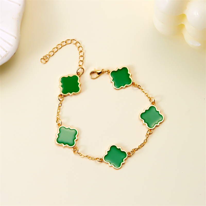 Rinhoo Green Bracelets Four-leaf Clover Classic Fashion Style Bracelet For Women Flower Fashion Bracelet Jewelry Wedding Party