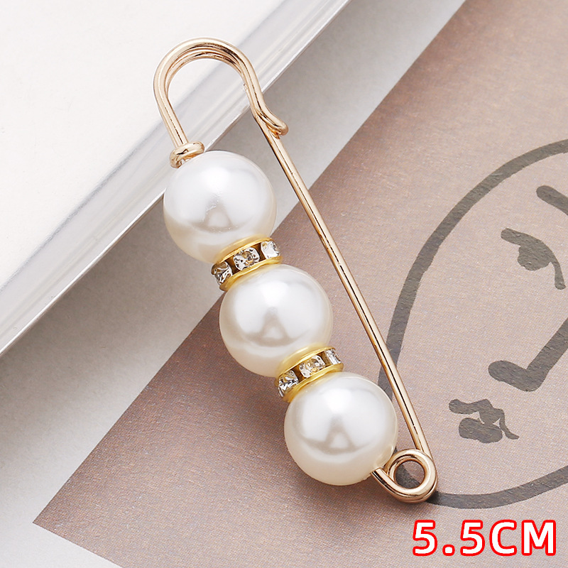 Pearl Hijab Pins Cute Brooches Pins Pearl Neckline Collar Lapel Hijab Fixed Tightening Waist Clothes Brooch Scarf DIY Accessory