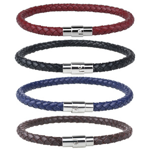 Wholesale Braided Leather Bracelet for Men Women Wrist Cuff Bracelet Magnet Clasp Bangles Fashion Jewelry