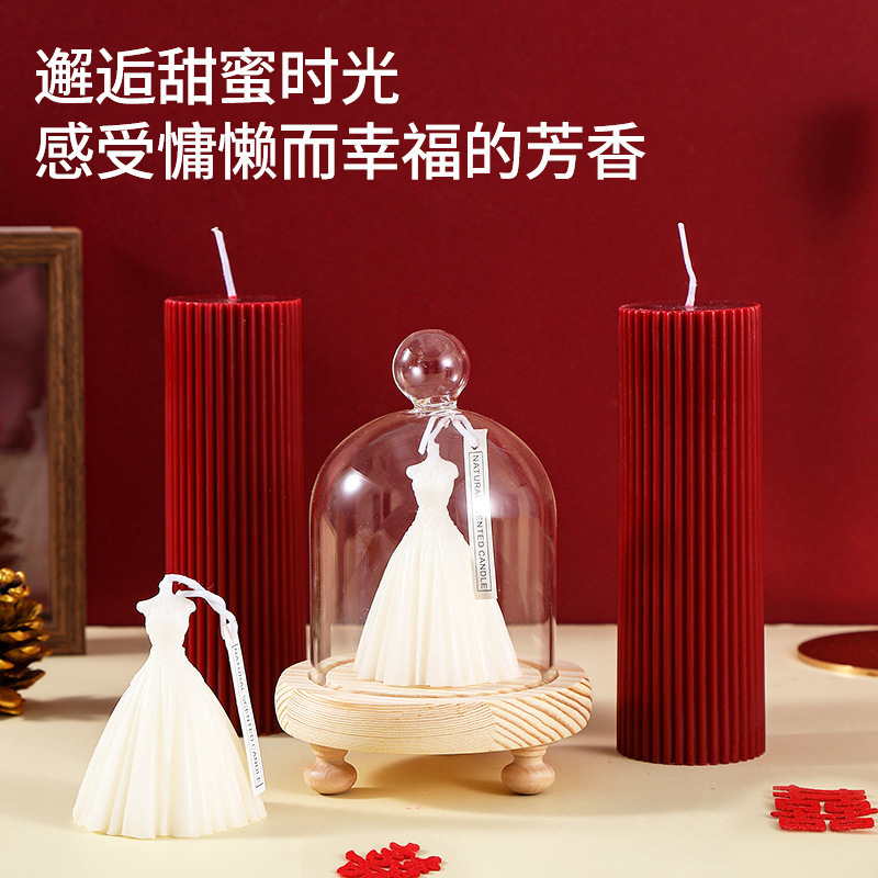 Hot Red Romantic Candles Wedding Proposal Candles Cheap Thick  Birthday Chrismas Pillar Ribbed Candle Centerpiece for Wedding