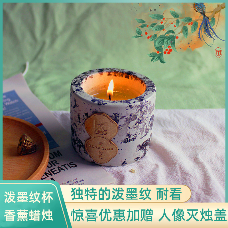 Unique 24 Hours Small Scented Candles Incense Organic Pillar Flat Bottom Scented Tealight Candles Luxury Ceramic Novelty Candles