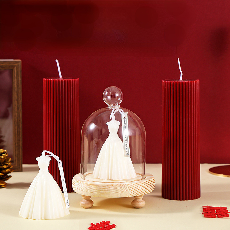 Hot Red Romantic Candles Wedding Proposal Candles Cheap Thick  Birthday Chrismas Pillar Ribbed Candle Centerpiece for Wedding