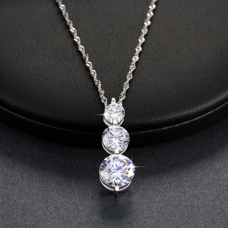 RINNTIN ON99 Luxury Women Accessories 3 Pieces Clear CZ Diamond Necklaces Wedding Jewelry