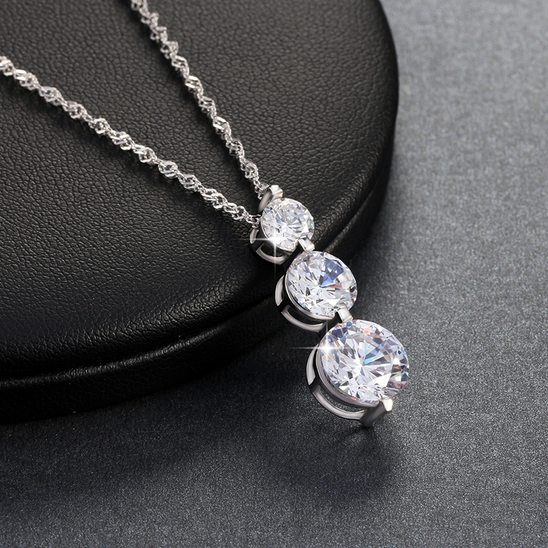 RINNTIN ON99 Luxury Women Accessories 3 Pieces Clear CZ Diamond Necklaces Wedding Jewelry