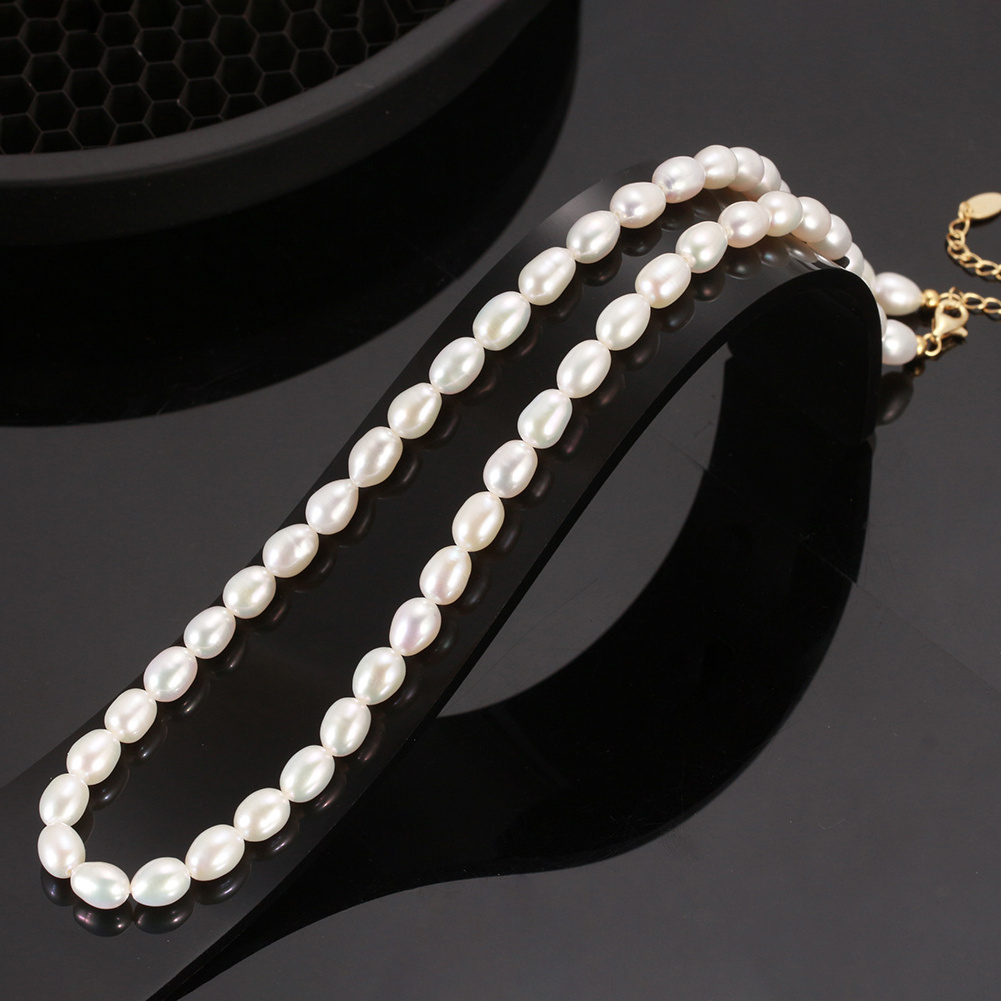 GPN RINNTIN 14K Gold Plated Chain Choker Pearl Necklace 925 Sterling Silver Baroque Natural Freshwater Pearl Necklace Jewelry