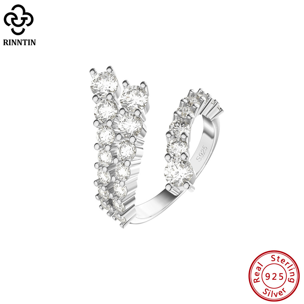 Wholesale SR305 RINNTIN Optional Fashion Silver Rings 925 Sterling Silver 14k Gold/Rhodium Plate Ring for Women