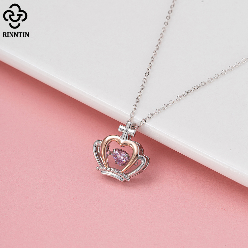 RINNTIN SSN334 Wholesale Fine Jewelry 925 Sterling Silver Necklaces Multi-style Heart Crown Cubic Zirconia Pendants for Necklace