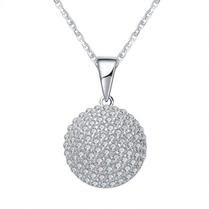 RINNTIN SN60 Fine Jewelry 925 Sterling Silver Cubic Zirconia Round Pendant Necklaces Wedding Jewellery