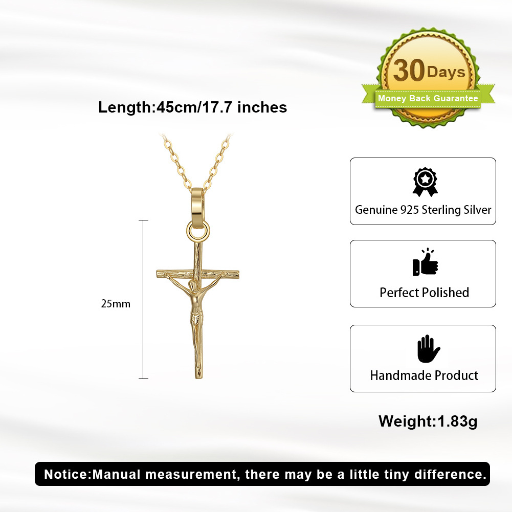 RINNTIN APN39 White Gold Plated 925 Sterling Silver Christian Jesus Cross Catholic Crucifix Locket Pendant