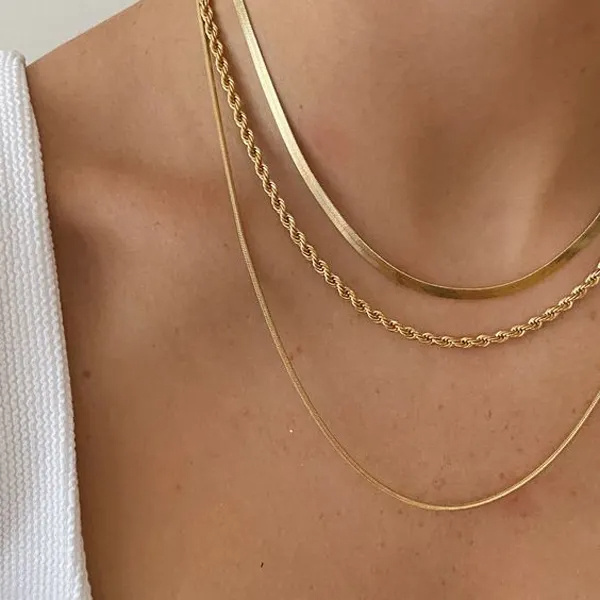 RINNTIN Bulk sale Pure Gold Au750 Twisted Rope Chains Necklace oro 18k Gold Jewelry 18k Real 18k Solid Gold Rope Chain Necklace