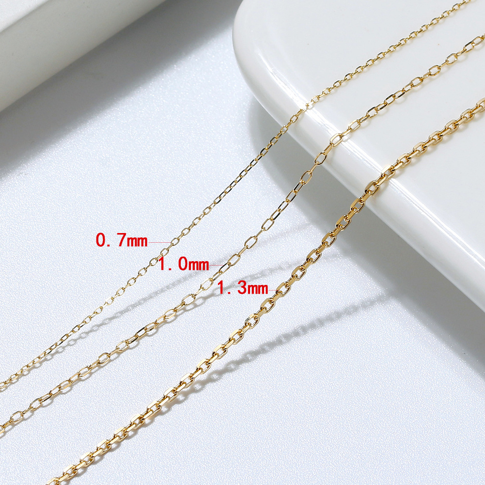 RINNTIN GC Wholesale Solid 14K Gold Chain Necklace Jewelry Hip Hop Colar Cuban Cadena Kolye Pure Gold Chain For Women Men