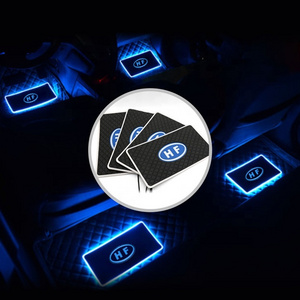 Anti-slip Waterproof LED car floor Mat RGB Atmosphere Light LED Car Logo floor Mat Atmosphere Lamp