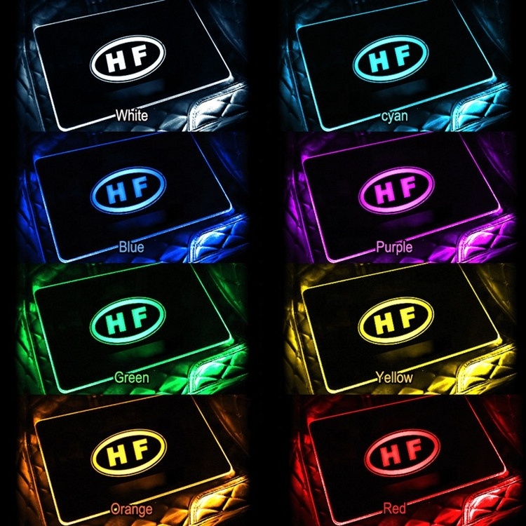 Anti-slip Waterproof LED car floor Mat RGB Atmosphere Light LED Car Logo floor Mat Atmosphere Lamp