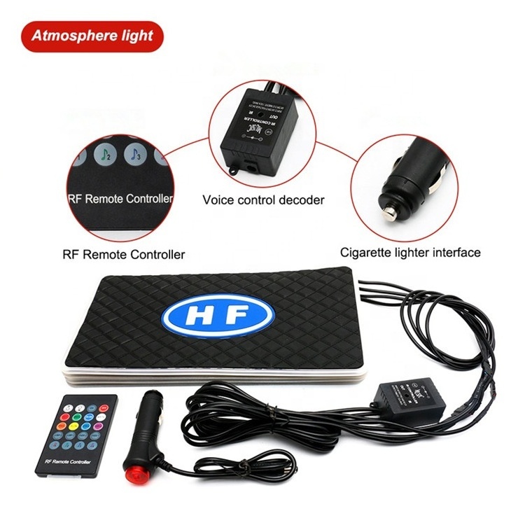 Anti-slip Waterproof LED car floor Mat RGB Atmosphere Light LED Car Logo floor Mat Atmosphere Lamp