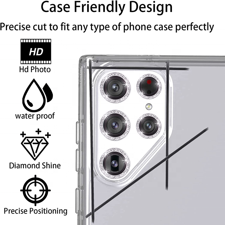 Full Cover 3d 9h Metal Aluminium Tempered Glass Back Lens Camera Protector For Samsung S22 Ultra Camera Lens Protector